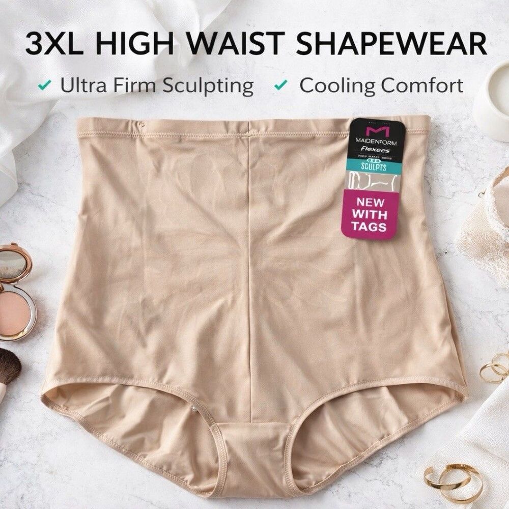 Maidenform Flexees 3XL High Waist Shapewear Brief Sculpting Nude NWT